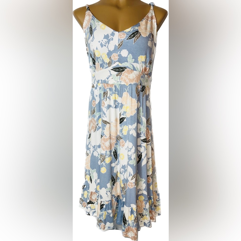 Torrid Super Soft Knits Mini Shirred Skater Dress Blue Floral Sz 3 3X 22-24